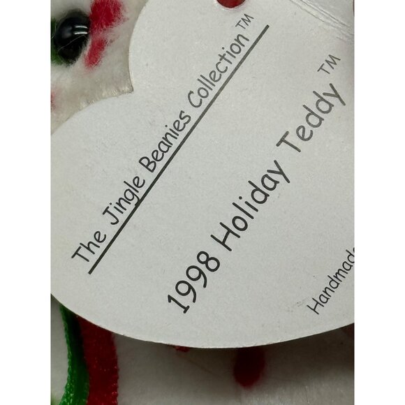 Ty Jingle Babies 1998 Holiday Teddy Bear Plush Collectible Whit Red Green READ - Picture 7 of 7